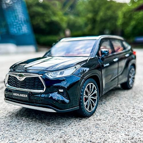 Miniatura 6 de BDTCTK 124 Highlander Model Car, coche de juguete de aleación de zinc con sonido y luz para niños niño niña regalo (negro)