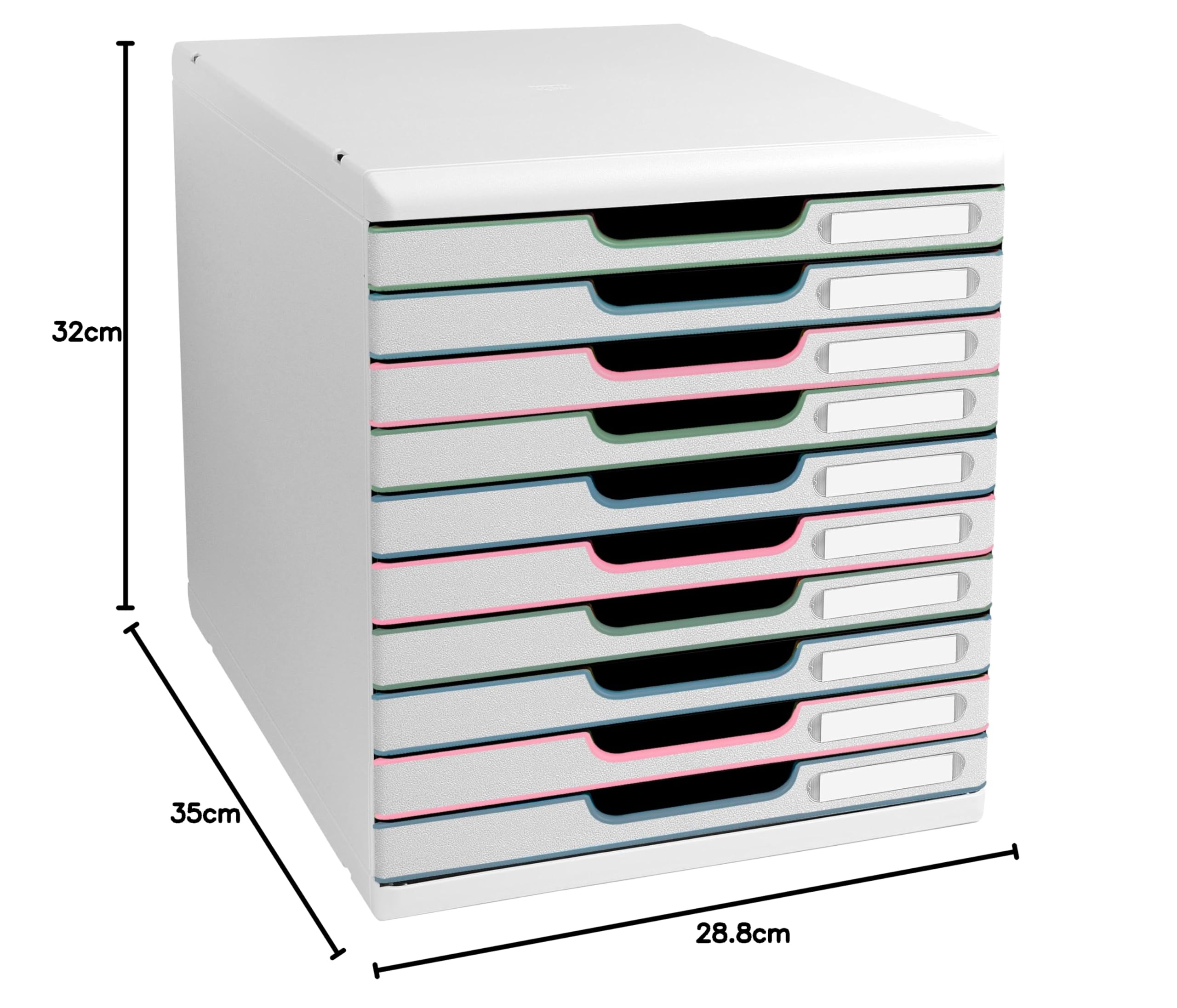 Exacompta - Réf. 302303D - MODULO A4 Autentik - Module de classement 10 tiroirs fermés pour documents A4+ - Dimensions extérieures : Prof. 35 x largeur 28,8 x Hauteur 32 cm - Assortis
