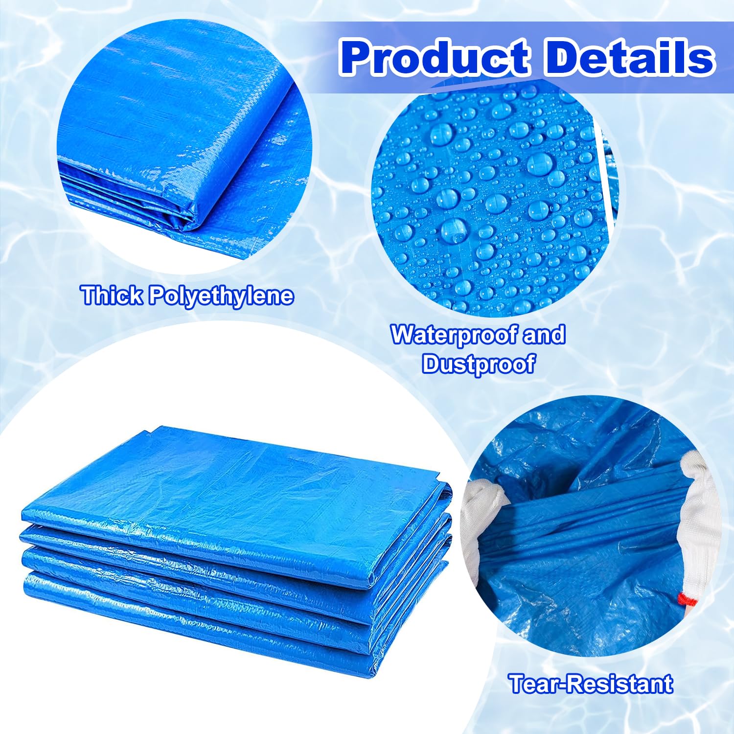 2.4m x 3.4m Retangular Pool Ground Cloth, Foldable Swimming pool ground Mat Sheet Waterproof Outdoor Floor Protector for Above Ground Pools Hot Tub Spa — view 5