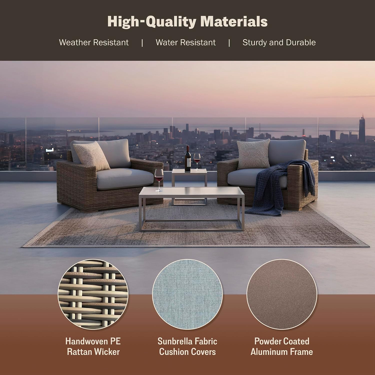 Mazatzal 2-Piece Wicker Patio Stationary Chair, Outdoor Wicker Arm Chairs with Comfortable Cushion, Backyard, Deck, Club, Sunroom Seating, All-Weather Resin Rattan, Fully Assembled