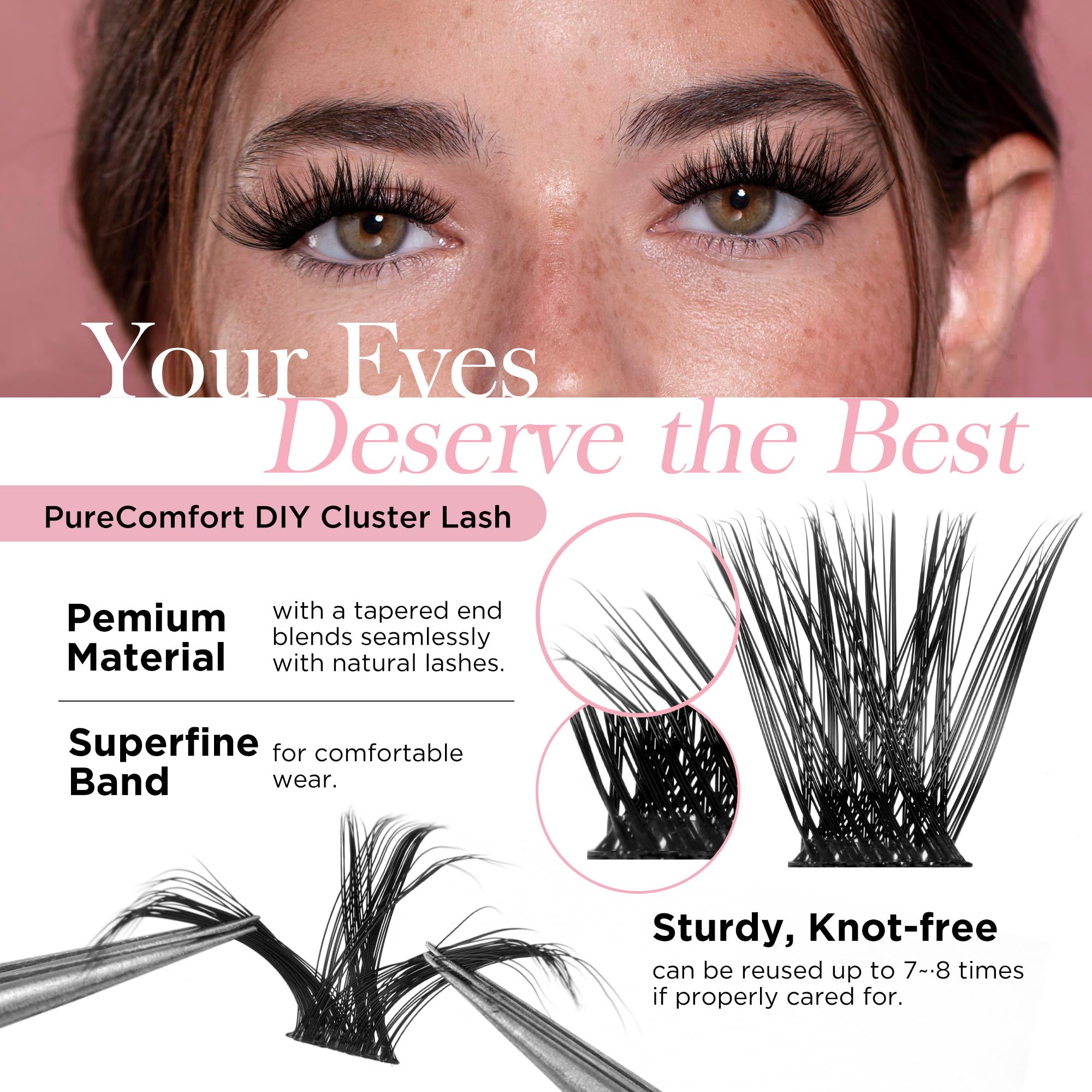 BEYELIAN Lash Extension Kit Lash Extension Clusters 168 Pcs D Curl Lash Clusters Thick Cluster Lashes Extensions Super Thin Band & Soft Lashes Reusable 9-16mm MIX (56D) - Image 3