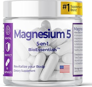 Magnesium 5-in-1 Complex 1950mg – Magnesium Threonate Supplement with Vitamin D & B6 – Advanced Zinc and Magnesium for Sleep, Stress Relief, Muscle Recovery & Energy – 90 Capsules