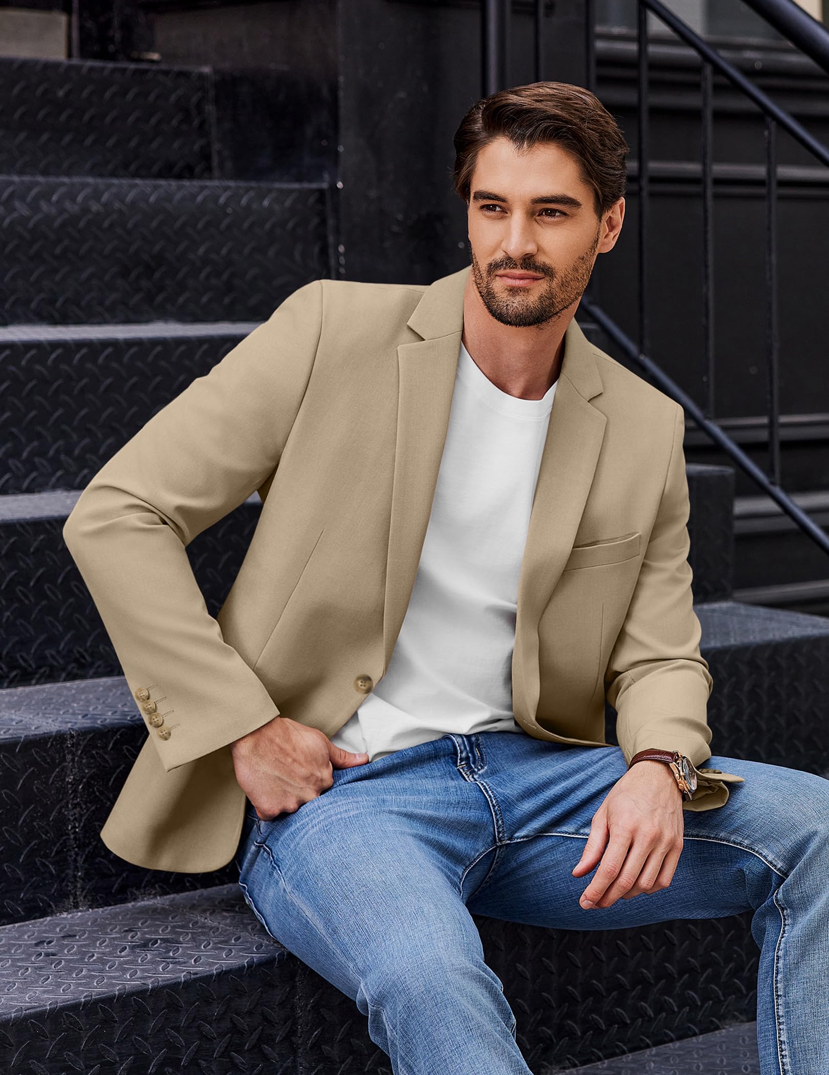 COOFANDY Hombres Blazer Sporty Casual Chaqueta 1 Botón Traje Blazer para Hombres Negocios Casual