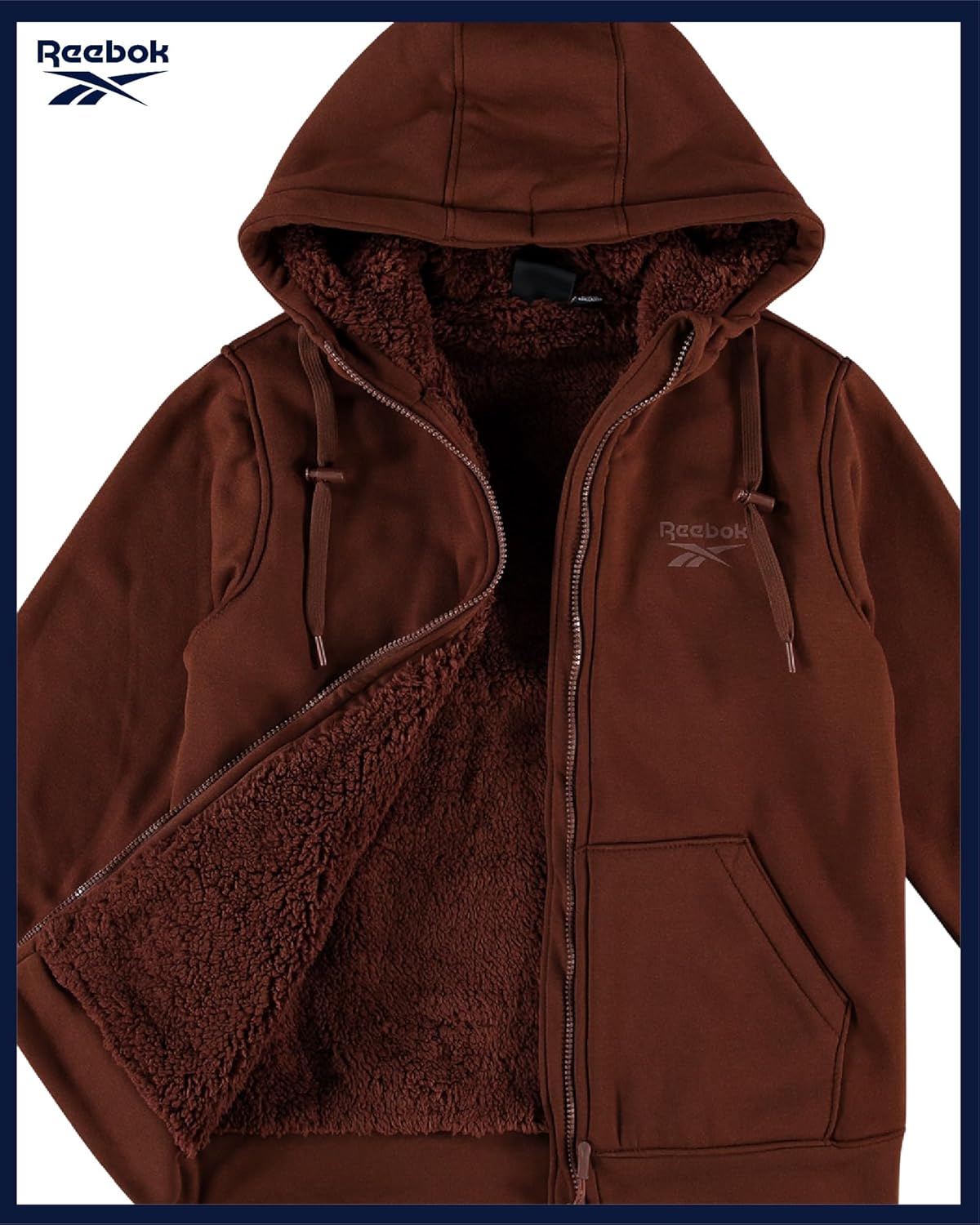 Reebok Womens Fleece Jacket - Warm Lightweight Faux Fur Sherpa Lined Zip Up Hoodie - Soft Hooded Winter Jackets for Women - Image 5