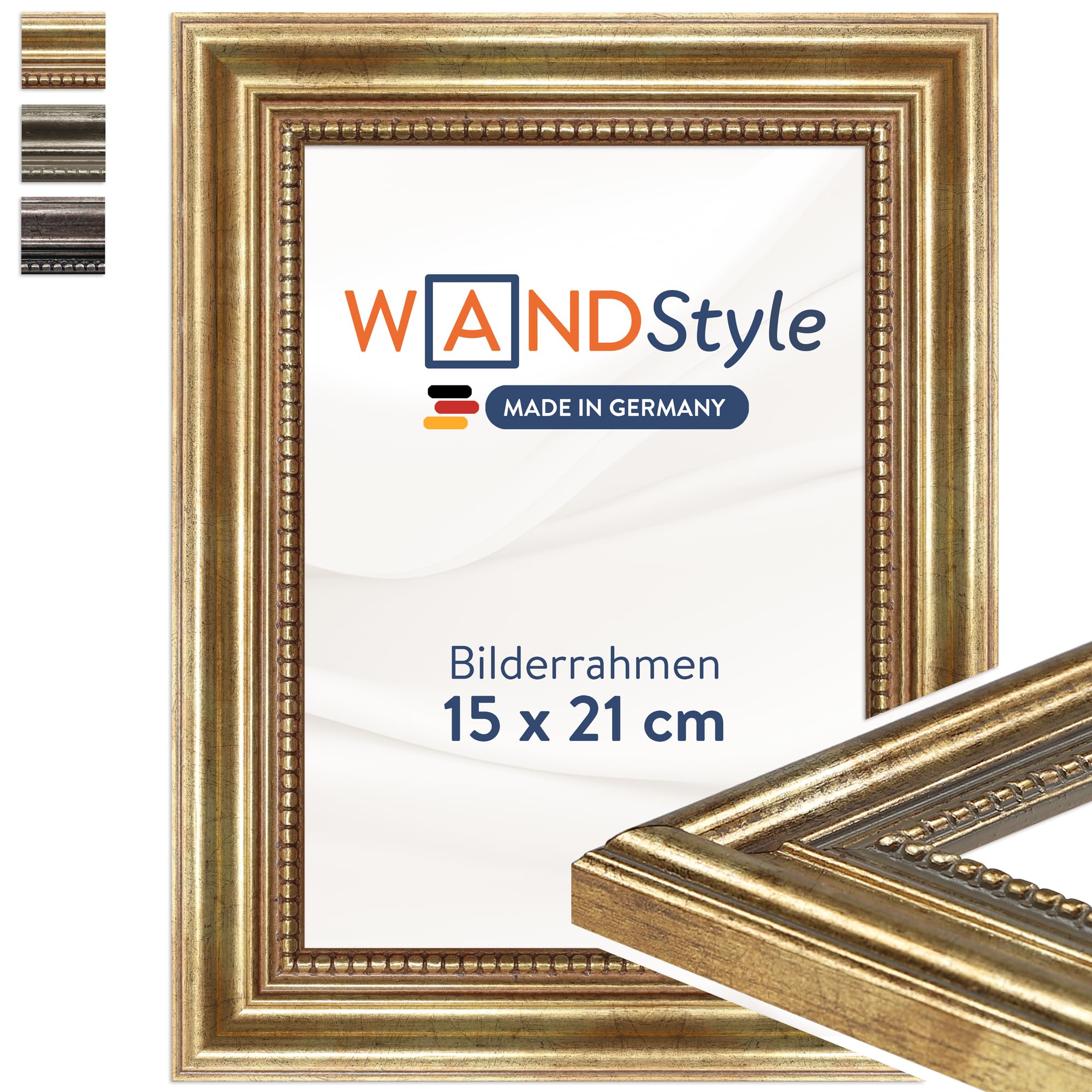 WANDStyle Bilderrahmen 15x21 Barock Gold Antik