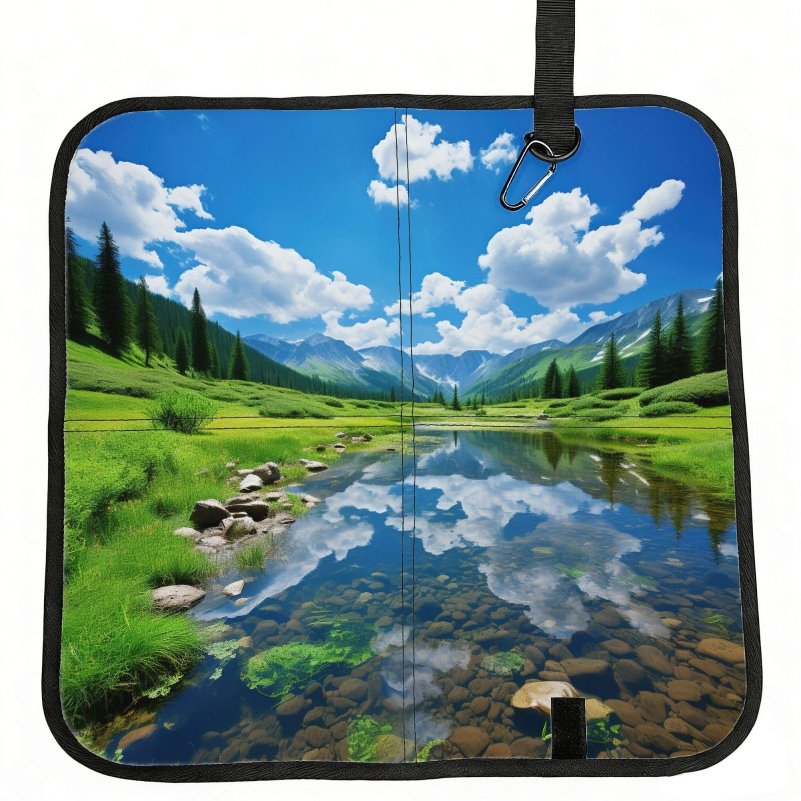 YGLHBDPBF Mountain Lakes Print Camping seat cushion,Foldable Sitting Pads,Save Backpack Space for Hiking