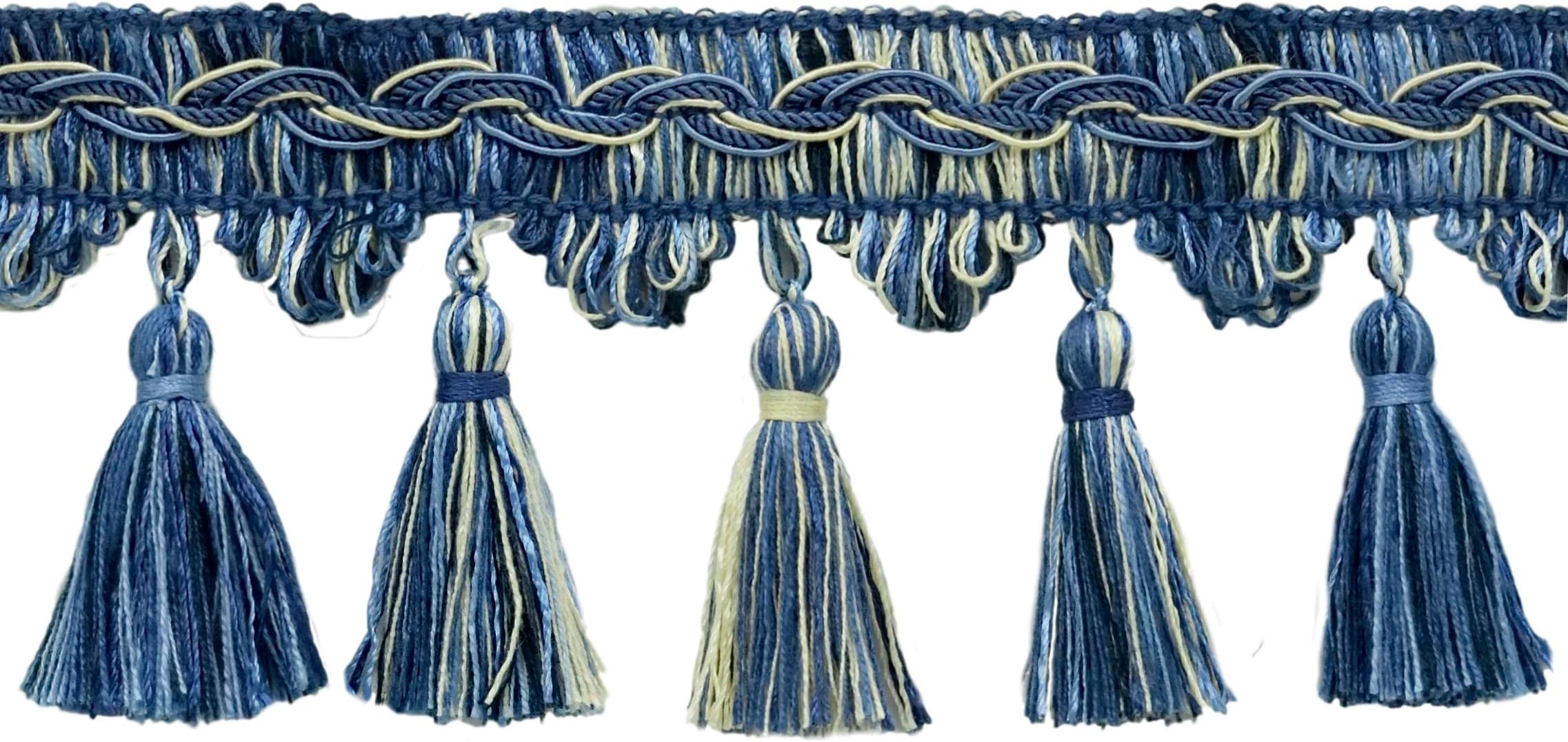 DÉCOPRO 6 (15cm) Chainette Fringe Trim # CF06, Turquoise Blue #04 (Dark Sky Blue) 27 Yards (82 ft/25m