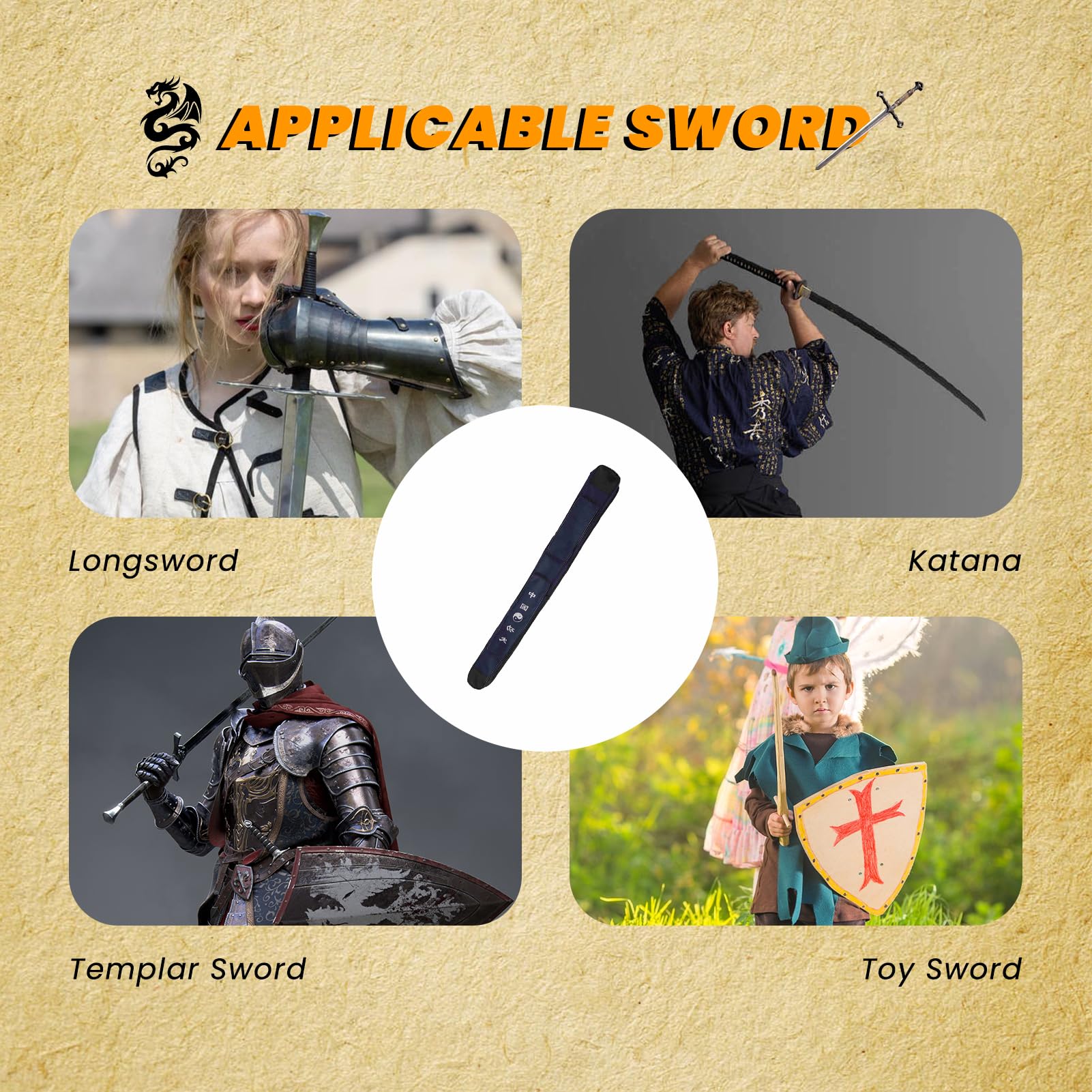 Borsa per Spada Fodero per Spada Borsa per Il Trasporto della Spada Scatola per Spada Samurai con Tracolla per Cosplay Halloween, Borsa Protettiva per Spada per Kung Fu
