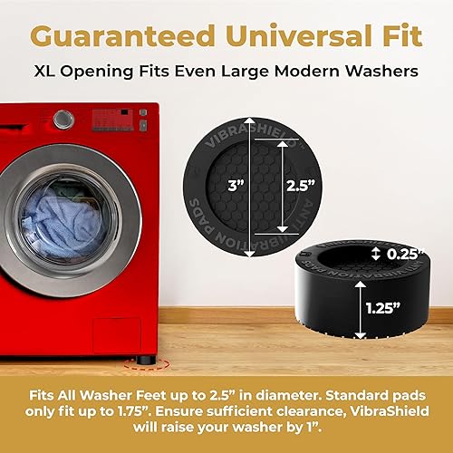 Miniatura 5 de VIBRASHIELD - Almohadillas antivibración para lavadora con HexaGrip – Detiene la lavadora y secadora en movimiento, caminar, evita el ruido, la