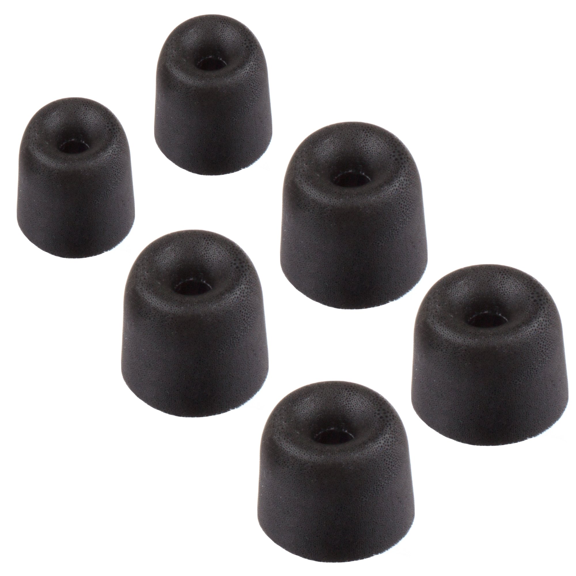 Xcessor Bullet FX-45 Small/Medium/Large Replacement Comfort Foam Earbuds - Black (Pack of 6)