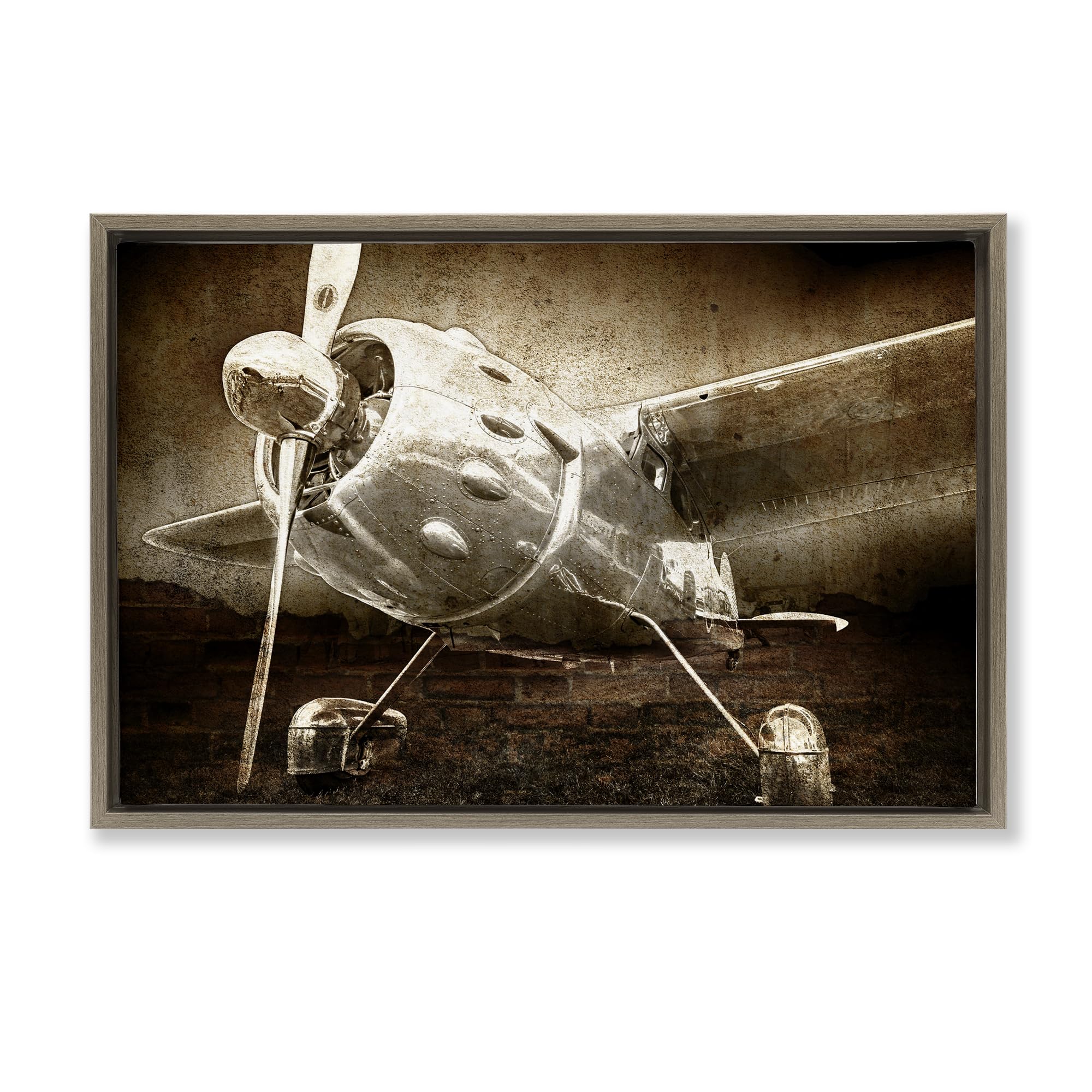 Stupell Industries 'Taking Flight Vintage', Floating Frame Canvas Art, Brown, 25 x 17 Inches, Easy to Hang and Sturdy, Made in USA, by Kim Allen