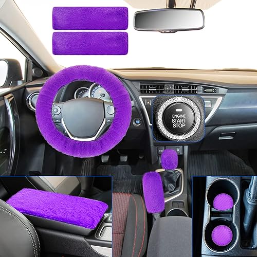 Miniatura 2 de Frienda Juego de 10 fundas esponjosas para volante de automóvil, freno de mano y palanca de cambios, almohadillas para cinturón de seguridad,