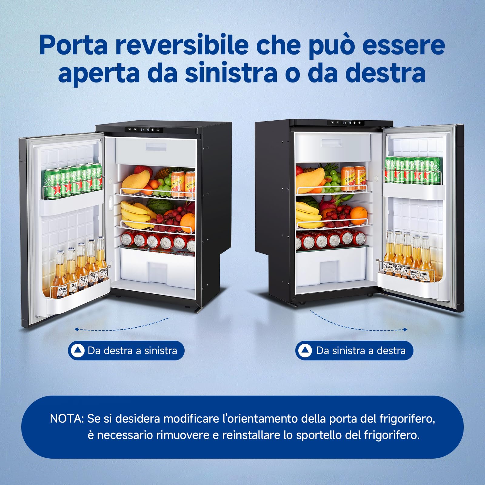 AAOBOSI Frigo Portatile 83L 12/24V DC -20°C a 20°C con APP e Luci LED per Campeggio Caravan Auto Camper