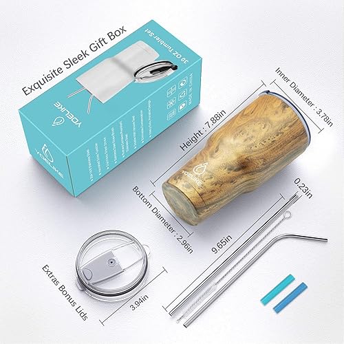 Miniatura 8 de Yoelike - Vaso de acero inoxidable, de 30 onzas, de doble pared con aislamiento al vacío, con tapa a prueba de salpicaduras, diseño de 25 patrones