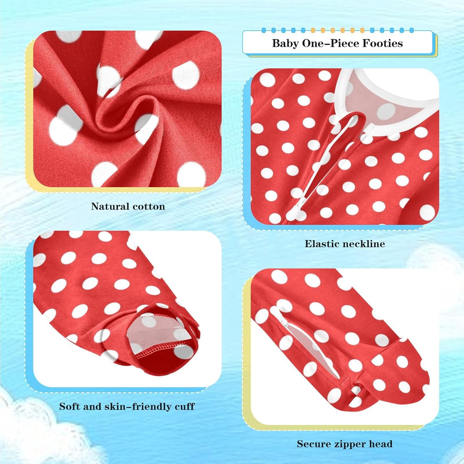 Dussdil Baby One-Piece Footies Newborn Rompers Pajamas Cotton Footed Pjs for Sleep Play Boys Girls - Image 3