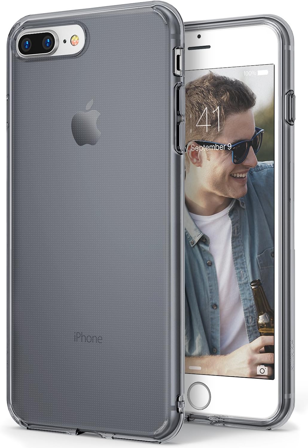 Ringke Air Compatible with iPhone 7 Plus, iPhone 8 Plus Phone Case Weightless as Air, Extreme Lightweight & Thin Transparent Flexible TPU Scratch Resistant Protective Cover - Smoke Black
