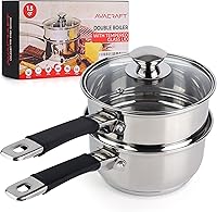 Vista 8 de AVACRAFT Olla doble de acero inoxidable 18/8 con olla de acero inoxidable y espátula de silicona, juego de caldera doble para derretir chocolate