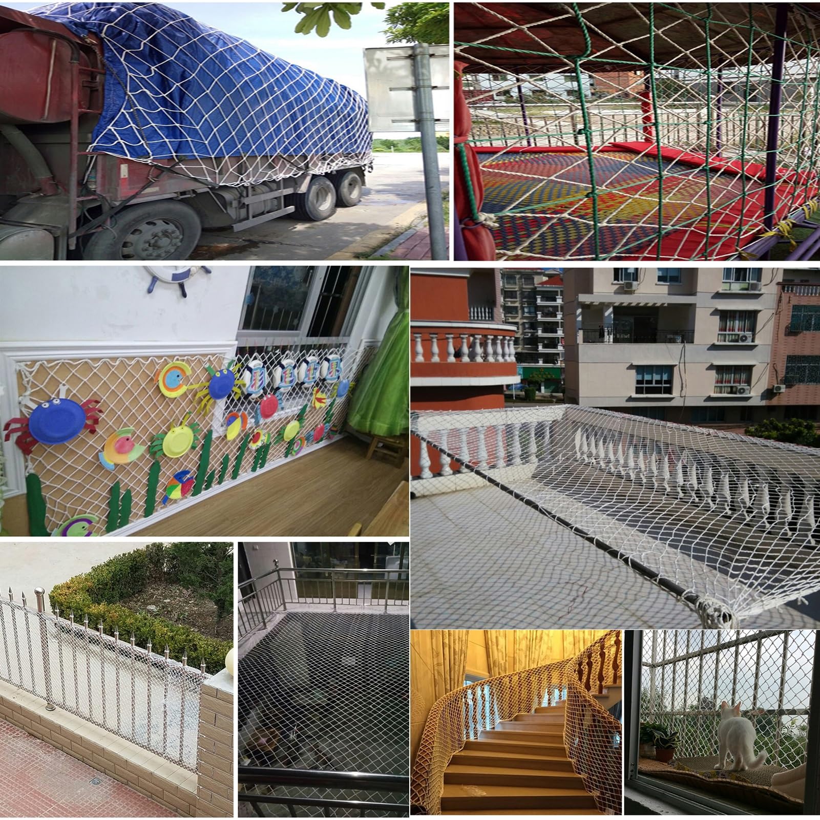 Red Seguridad Varios Tamaños Red Protección Balcones Anti Caída Resistente Desgarro para Estadio, Sitio Construcción, Varios Tamaños (8X7m/26.24X22.96ft)