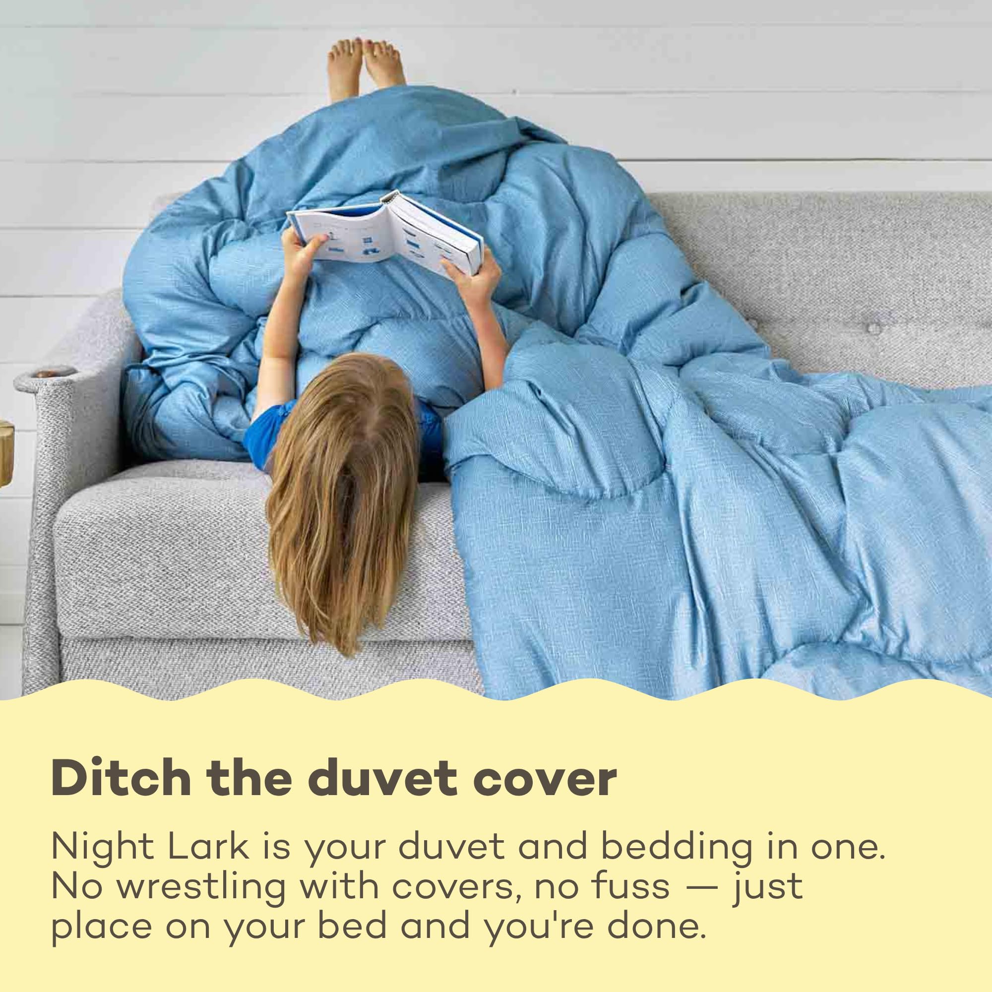 Night Lark Coverless Duvet Linen Collection, copripiumino king size da 4,5 tog con fibra Advanced Smartfil, lavabile in lavatrice, ipoallergenico – grigio nuvola per letto king size