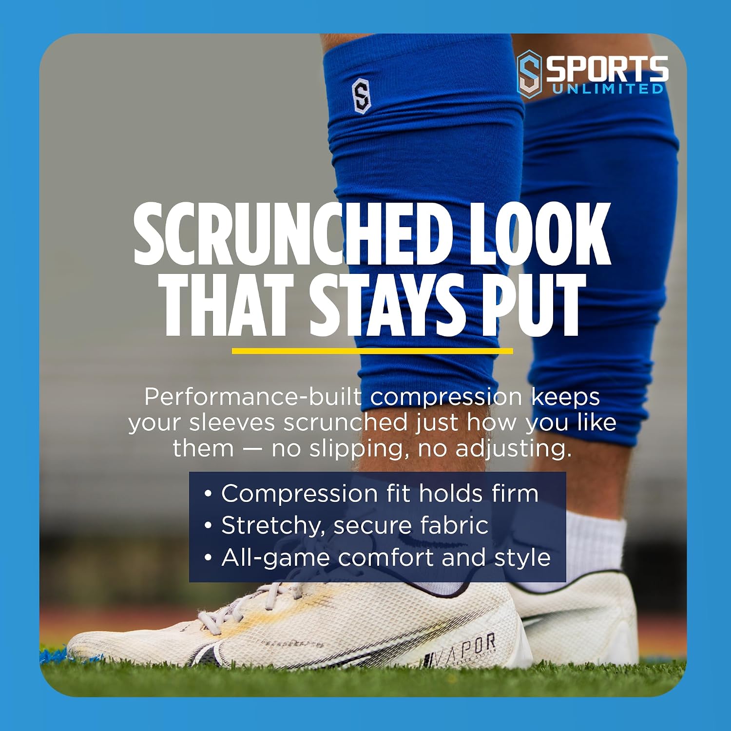 Sports Unlimited Gameday Drip Scrunch Football Leg Sleeves/Soccer Calf Sleeves, Pair, Youth & Adult, Leg Sleeve for Football