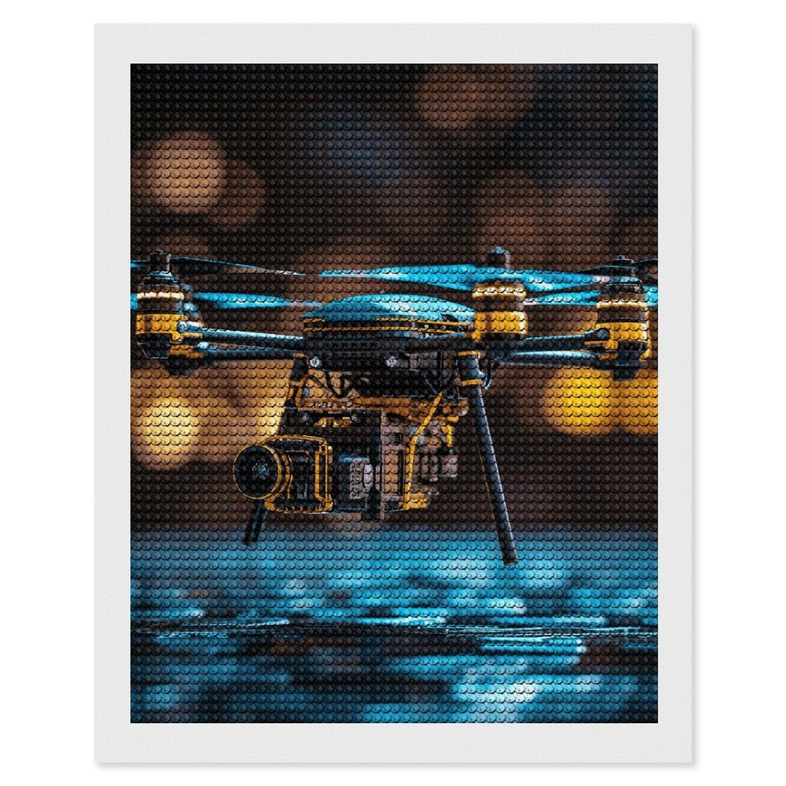 DWVTSLH Drone Diamond Painting Kits for Adults, Personalized Diamond Photo Art Full Drill, DIY 5D Diamond Art Painting Kits for Beginners, Home Wall Decor 16"x20"