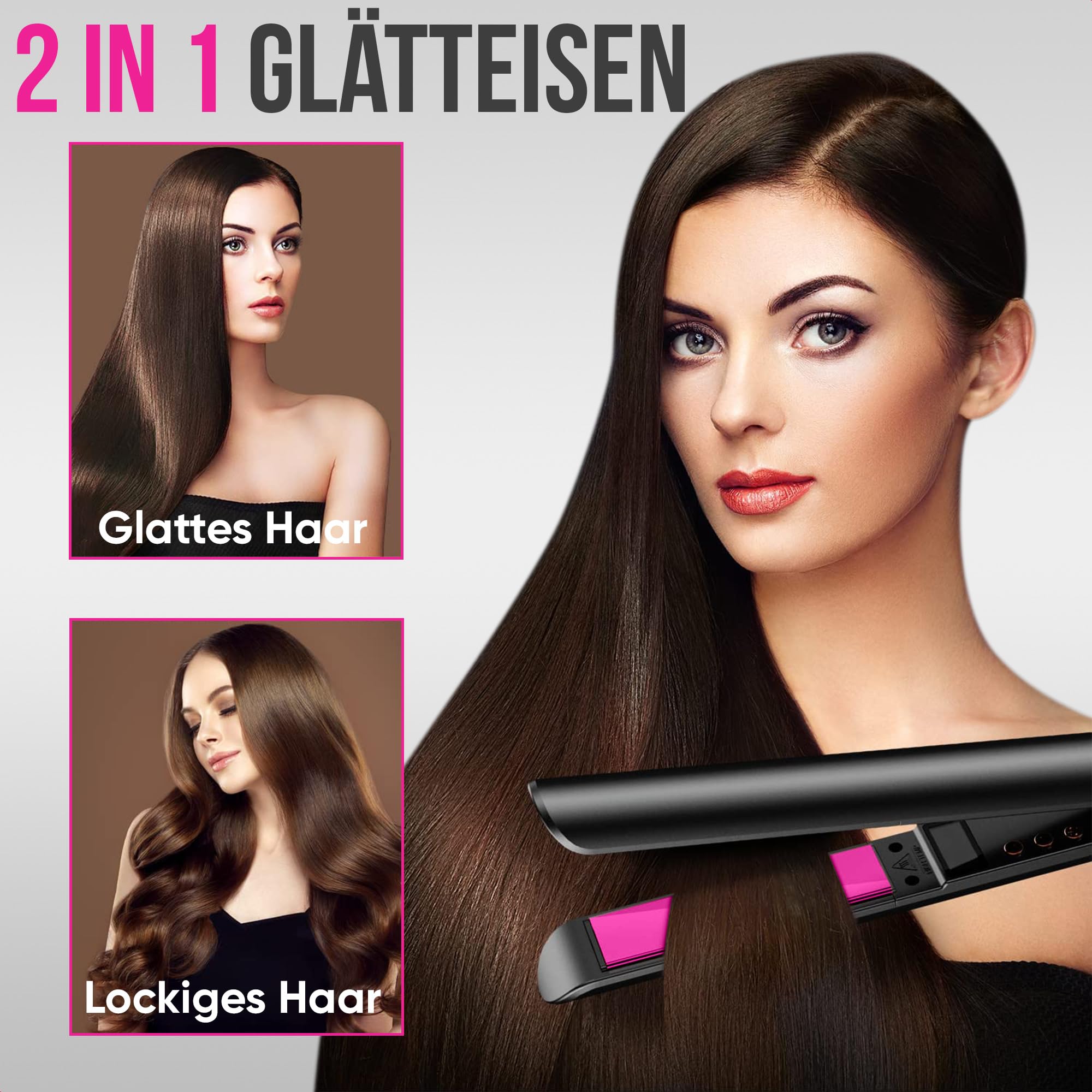 Strex Glätteisen - 2 in 1 - Glätten und Locken - Keramik - 120℃/230℃ - Lockenstab