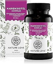 NATURE LOVE® Mariendistel, Artischocke, Löwenzahn & Desmodium 4-fach Komplex - 120 vegane Kapseln - Hochdosiert mit 80% Si...