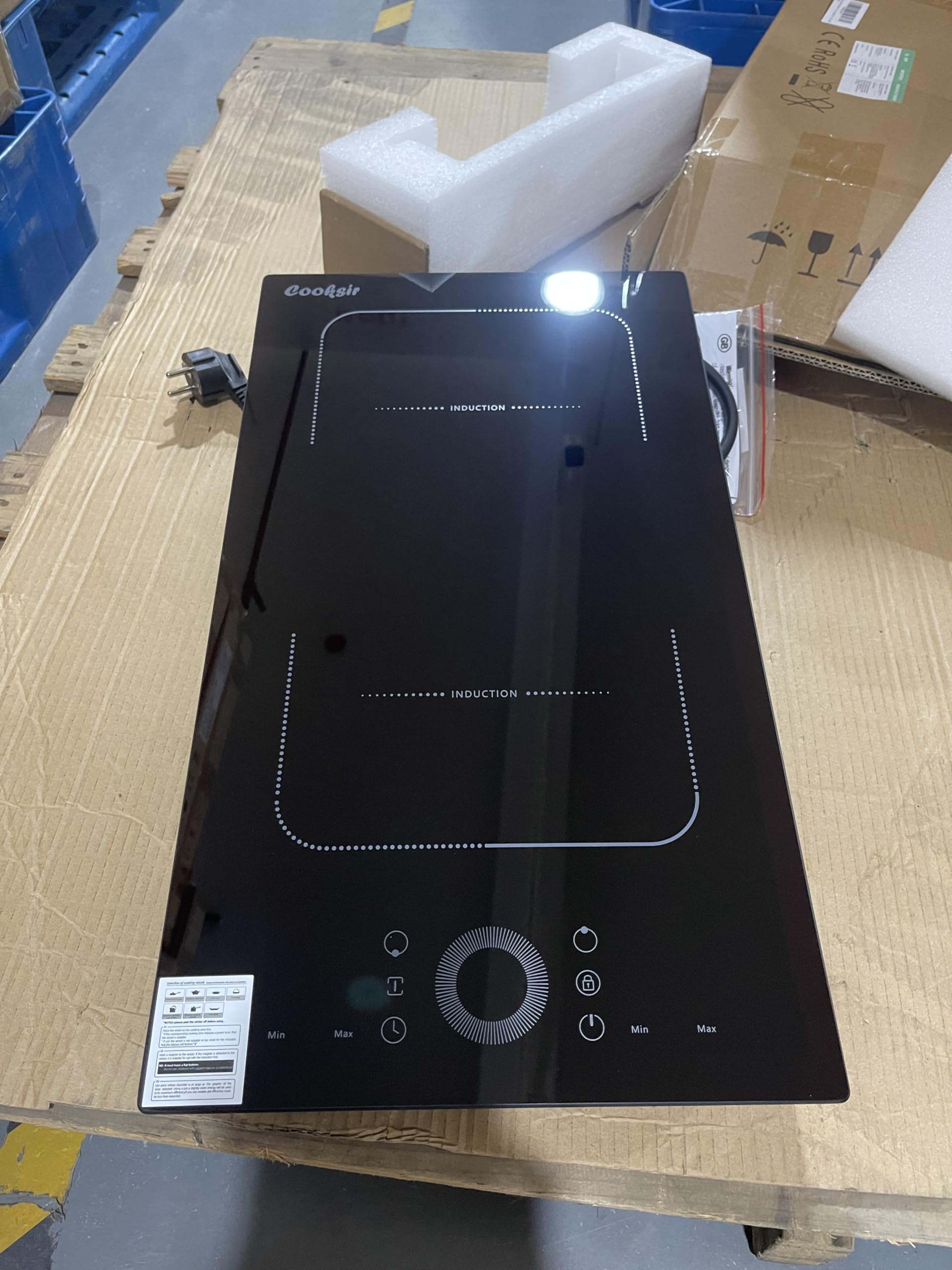 Cooksir Ceramic Hob with Plug, Electric Ceramic Hob 2 Zone with Knob, Ceramic Cooktop, 29CM, 2800W, 9 Power Levels, Black Glass — view 8