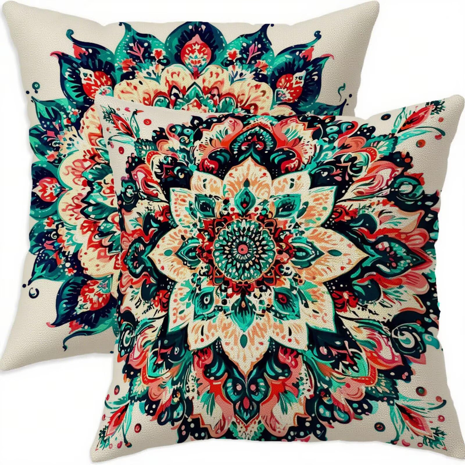 Housse coussin 70x70 anti-tache et imperméable blanche style lin bohème