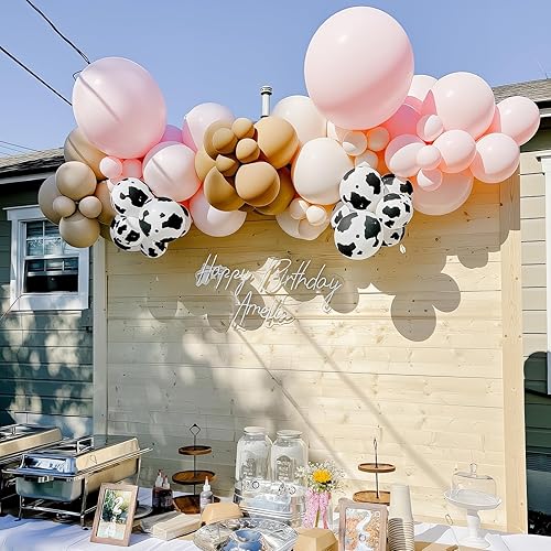 Miniatura 7 de Globo de vaquera con estampado de vaca para fiesta de estilo retro, color rosa, marrón, marrón, café, beige, arena, blanco, marfil, nude, retro, con