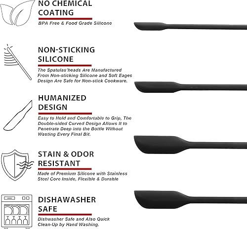 Miniatura 7 de Anaeat Mini Espátulas de Silicona - Juego de 4 Raspadores Pequeños Multifuncionales para Cocina Agitador de Loción Espátula Pequeña de Maquillaje y