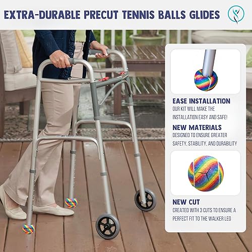 Miniatura 6 de lab&tek Ultra-Thick & Extra-Durable Precut Tennis Balls Pack  Pro Glide Kit for Walkers, Chairs, Furniture Feet, Desks, and Table Legs  Enhances