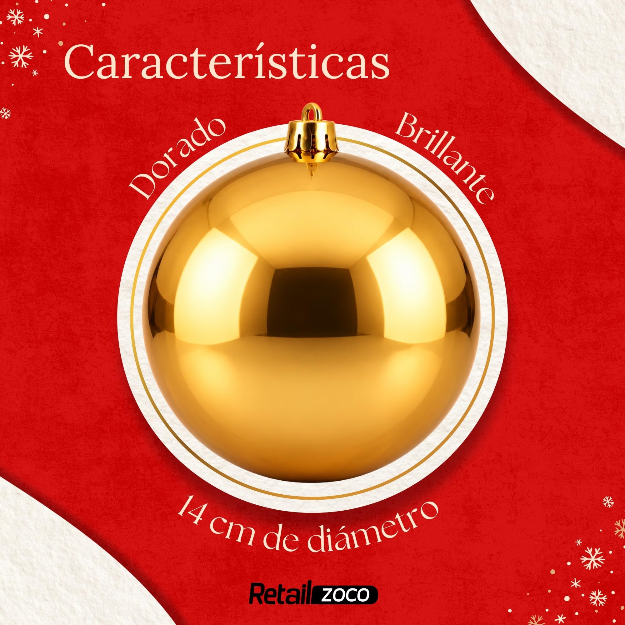 Bolas de Navidad, Adornos Arbol Navidad, 2 Piezas, Dorado - imagen 4