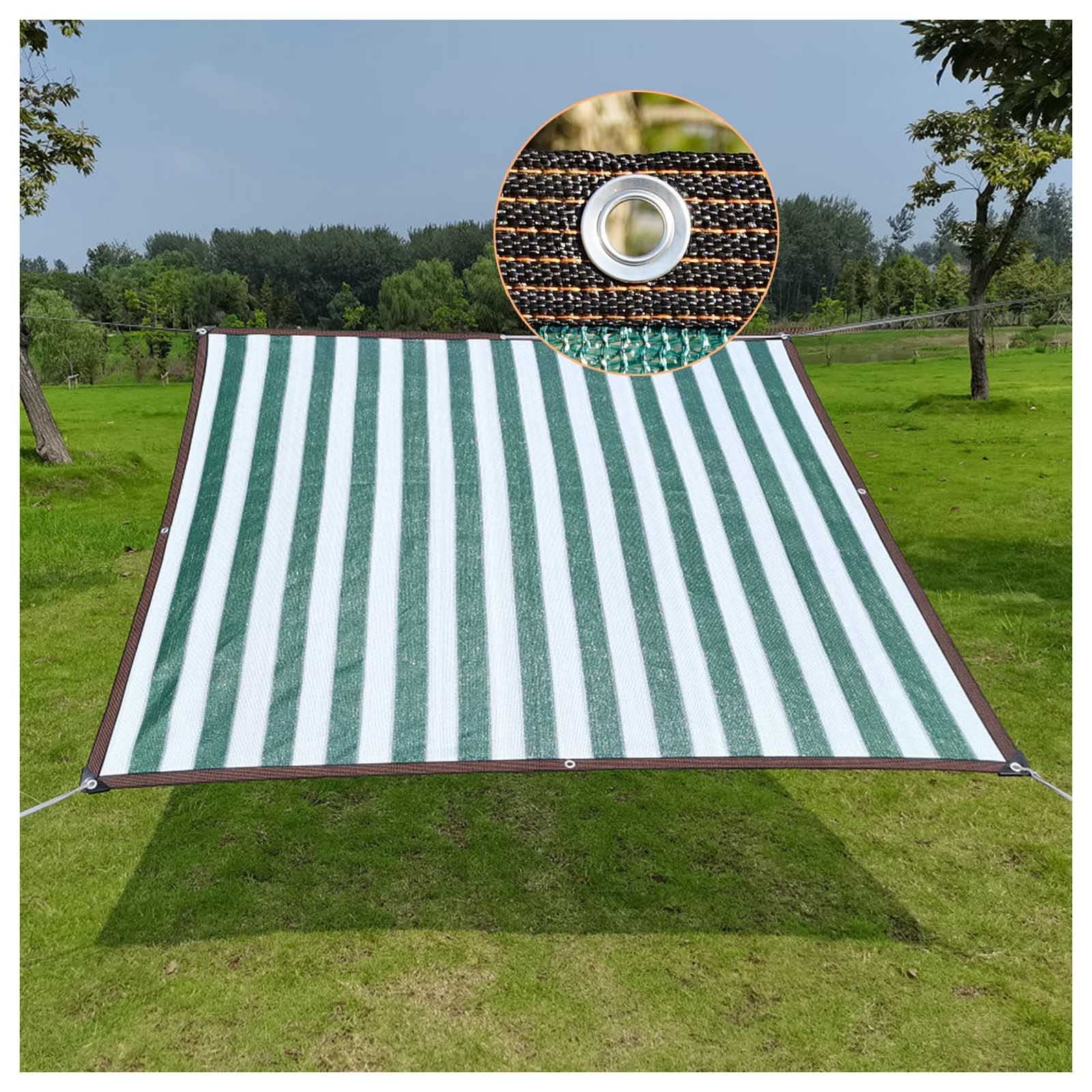 90% Solar Sombra Paño 2m 3m 4m 5m 6m 7m 8m 9m 10m,Malla Sombreadora De Rayas Verdes y Blancas,Malla De Sombra Transpirable,Red De Sombra De Plantas Invernadero,Con Ojales,GreenWhite-3x7m(9.8*23ft)