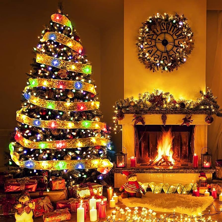 クリスマス リボン ライト クリスマスツリー デコレーション　クリスマス Amazon.co.jp: TIKALON クリスマスツリー飾りリボン クリスマス