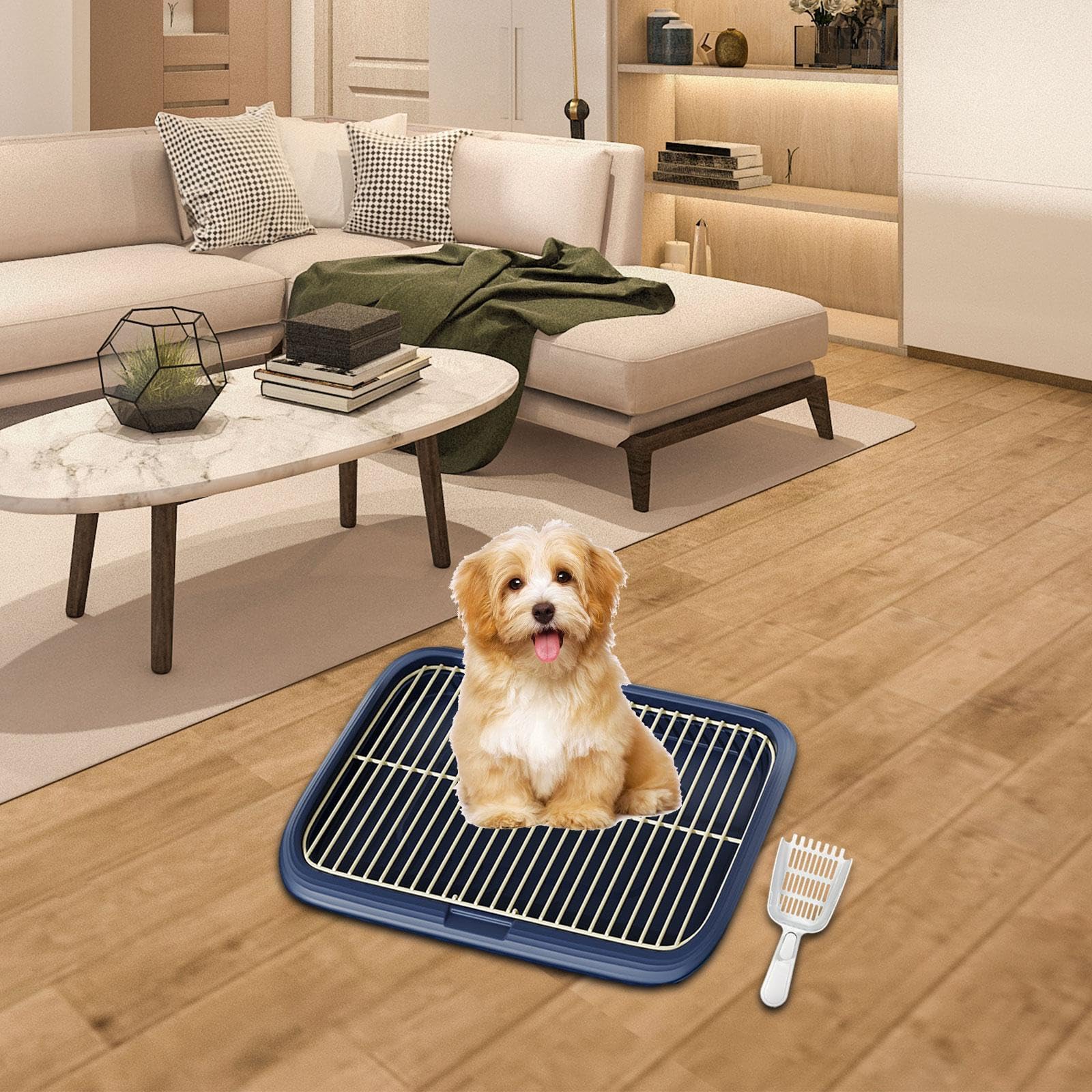 Bandeja para IR al baño para Perros con, Azul Oscuro, SG | que proporciona estabilidad para el entrenamiento de cachorros en interiores y exteriores. Bandeja de entrenamiento para ir