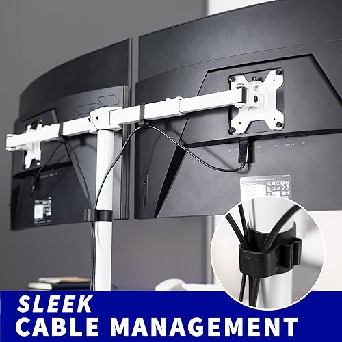 Miniatura 8 de VIVO Soporte de escritorio para monitor de 27 a 38 pulgadas resistente brazos telescópicos independientes configuración de pared empotrada se adapta