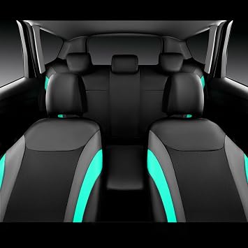 CAR PASS Leather Car Seat Covers Full Set,Waterproof Automotive Seat Covers for Cars SUV Sedan Truck,Airbag Compatible,5mm Composite Sponge,Sporty Universal Fit for Cute Women Girl (Black Mint)
