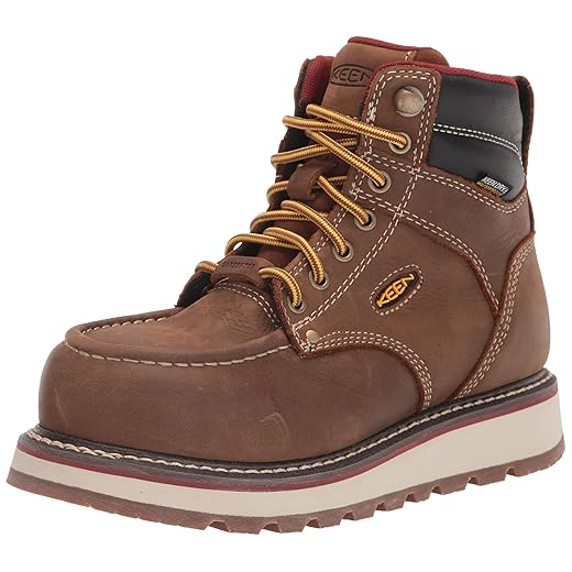 KEEN Utility Women's Cincinnati 6" Composite Toe Waterproof Wedge Work Boot, Belgian/Sandshell, 8 Wide US
