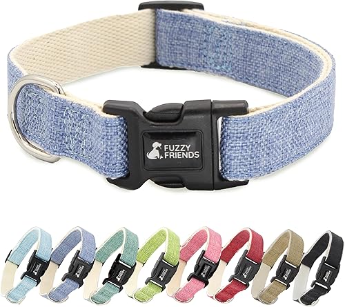 Fuzzy Friends Collar de cáñamo azul oscuro Collar hipoalergénico ideal para pieles sensibles o alergias 5 tamaños razas XS S M L o XL sin tintes