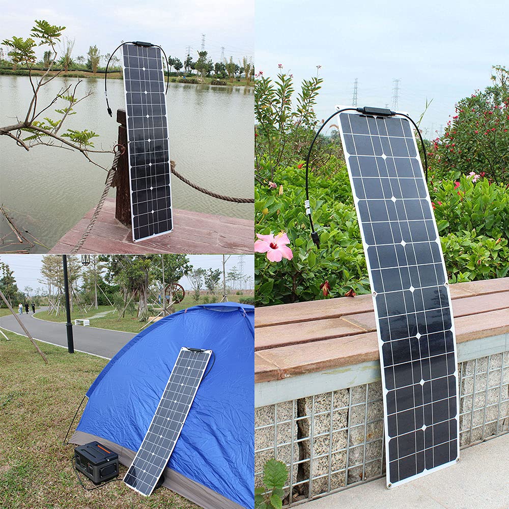 Pannello solare flessibile 200 W 12 V monocristallino caricatore solare impermeabile e ultra sottile per camper, barche, abitazioni e superfici irregolari (50 W x 4)