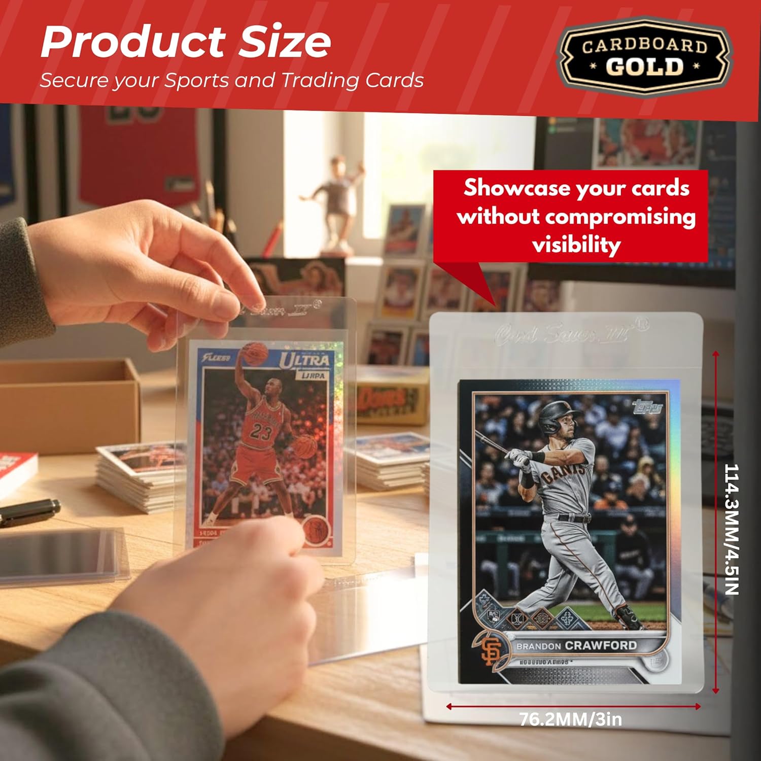 Cardboard Gold Card Saver 2 - Semi-Rigid Card Holder 3x4 for Trading Cards - PSA & Collector Approved - Secure Fit for Gaming, Baseball & Sports Cards - 1000-Pack