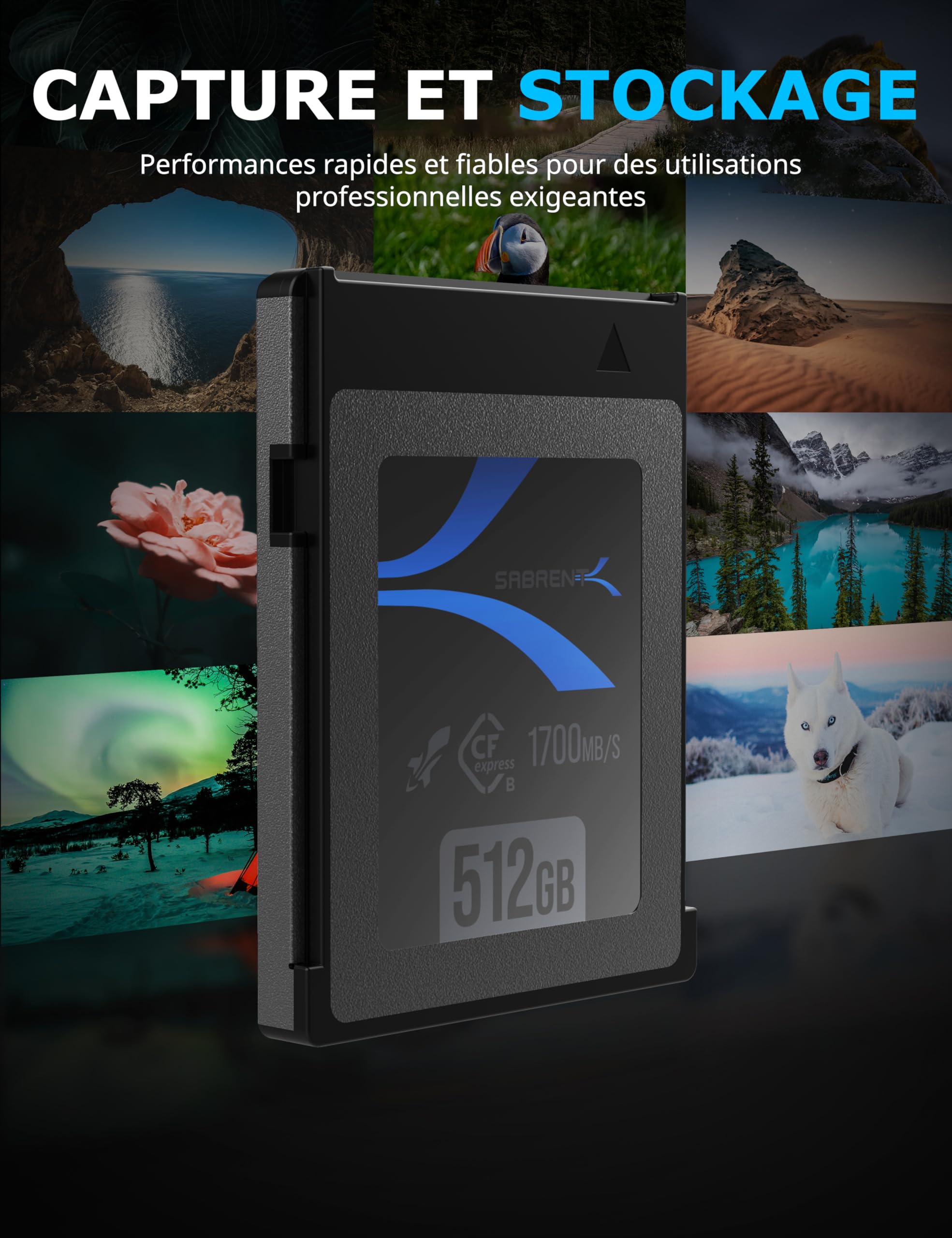 SABRENT CFexpress Type B 512Go Carte Mémoire Rocket CFX CompactFlash L1700Mo/s E1500Mo/s 4K RAW