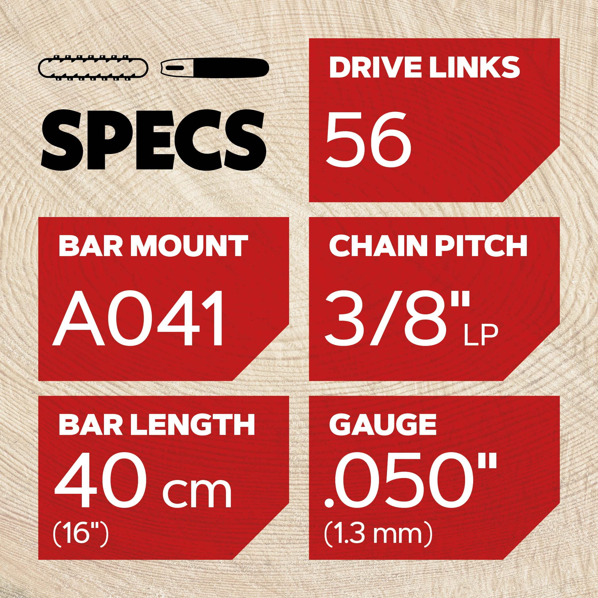 Oregon Pack de 3 Cadenas de Motosierra 3/8" LP para Espadas de 40cm -56 Eslabones, 1.3mm + Oregon guía de rodillos referencia 160SDEA041, longitud de corte 40 cm, para A041