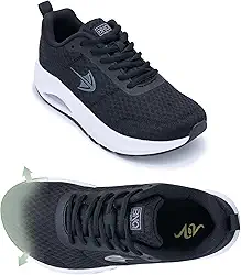 Tênis feminino de caminhada com bico largo com suporte de arco tênis ortopédico de largura larga para fascite plantar alívio da dor EUA 6-11, Preto, 8.5 Wide