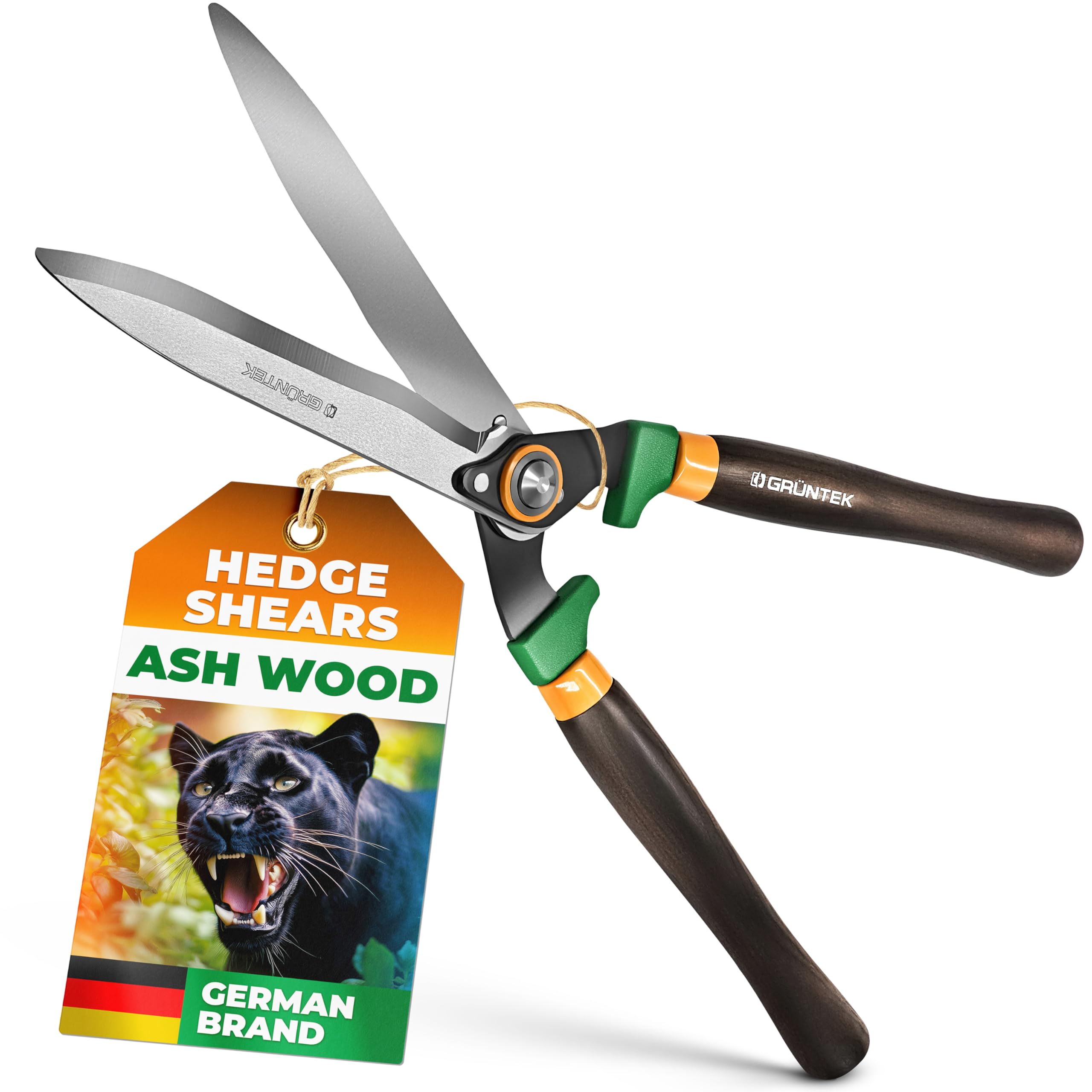 Grüntek Multicolor Hedge Shears Panther 460 Mm - Versatile Garden And Shrub Shears With Steel Blades, Ergonomic Wooden Handles, And Corrugated Blade Design