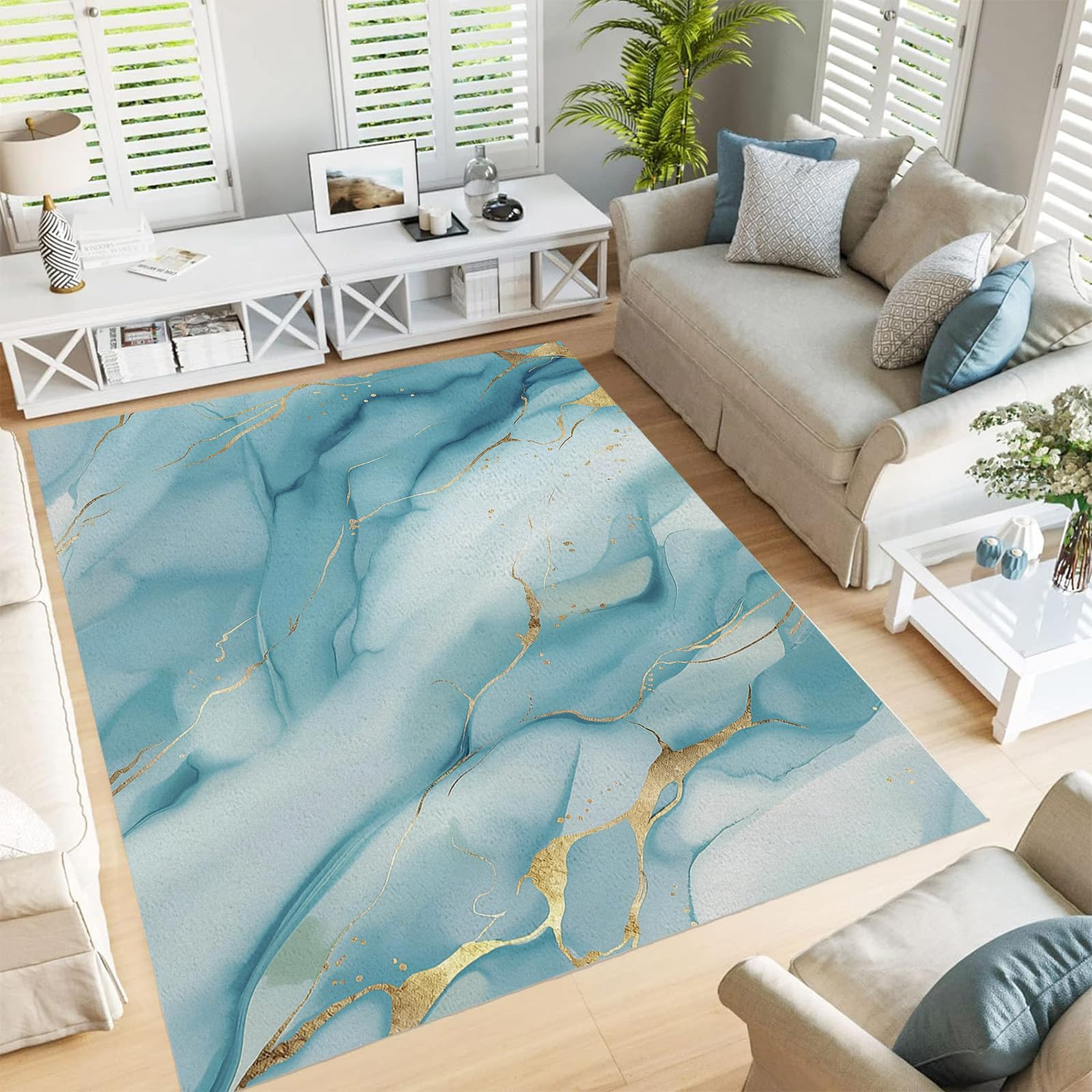 Tapis de luxe effet marbre 3D tapis lavable doux format 90x150 cm