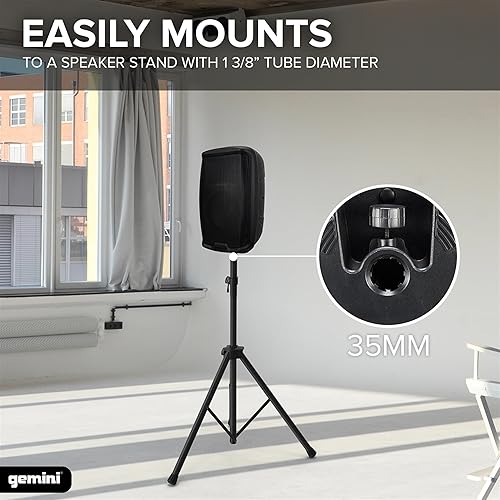 Miniatura 7 de Gemini - Altavoz PA Bluetooth de 8 pulgadas y 500 W con enlace TWS, entradas USBSDFM, entradas XLRRCAAUX, canales de micrófono y guitarra, altavoz