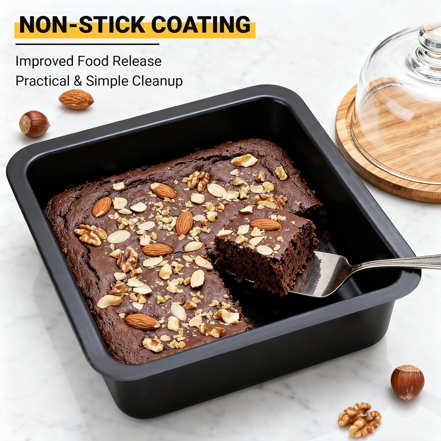 2 Pack Square Cake Pan, 8 Inch Nonstick Square Baking Pan for Cake Brownie Lasagna, Rust-resistant, Dishwasher Safe & Easy Clean, Send Goods from Local Warehouse - Image 3