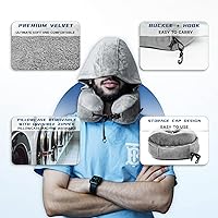 Vista 2 de Almohada de viaje con capucha de espuma viscoelástica para el cuello, soporte para la barbilla, para avión, coche, oficina y hogar, para dormir